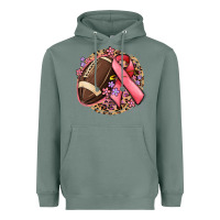 Sage breast cancer ribbon and american football Heavyweight Hoodie - MaliasSmallBusiness