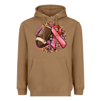 Toasted Coconut breast cancer ribbon and american football Heavyweight Hoodie - MaliasSmallBusiness