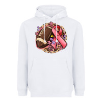 White breast cancer ribbon and american football Heavyweight Hoodie - MaliasSmallBusiness