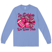 Colony Blue in october we wear pink cheer with football breast Long Sleeve Tee - JahusDesignShop