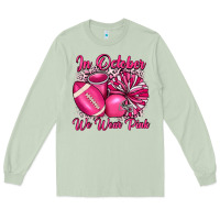 Matcha in october we wear pink cheer with football breast Long Sleeve Tee - JahusDesignShop