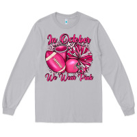 Moon Dust in october we wear pink cheer with football breast Long Sleeve Tee - JahusDesignShop