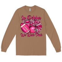 Toasted Coconut in october we wear pink cheer with football breast Long Sleeve Tee - JahusDesignShop