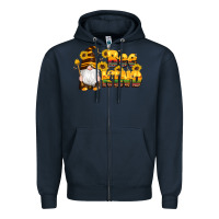 Navy western bee kind gnomes bee honey sunflowers leopard serape Zipper Hoodie - Artiststas