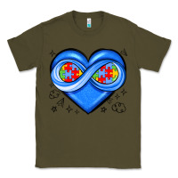 Army Green infinity heart autism awareness Classic Tee - JahusDesignShop