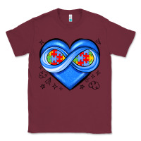 Burgundy infinity heart autism awareness Classic Tee - JahusDesignShop
