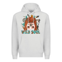 Dove Grey Western İndian Wild Soul With Braid Hair Woman Premium Hoodie - BundleAndBundleShop
