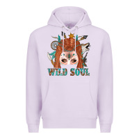 Lilac Western İndian Wild Soul With Braid Hair Woman Premium Hoodie - BundleAndBundleShop