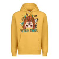Mustard Western İndian Wild Soul With Braid Hair Woman Premium Hoodie - BundleAndBundleShop