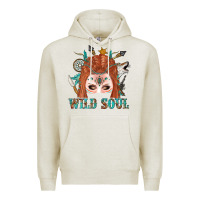 Oatmeal Heather Western İndian Wild Soul With Braid Hair Woman Premium Hoodie - BundleAndBundleShop