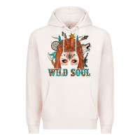 Pale Pink Western İndian Wild Soul With Braid Hair Woman Premium Hoodie - BundleAndBundleShop