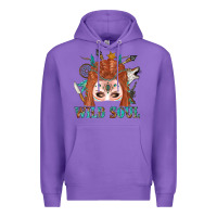 Purple Western İndian Wild Soul With Braid Hair Woman Premium Hoodie - BundleAndBundleShop
