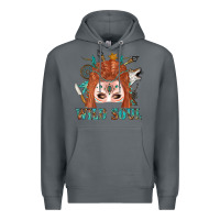 Rock Western İndian Wild Soul With Braid Hair Woman Premium Hoodie - BundleAndBundleShop