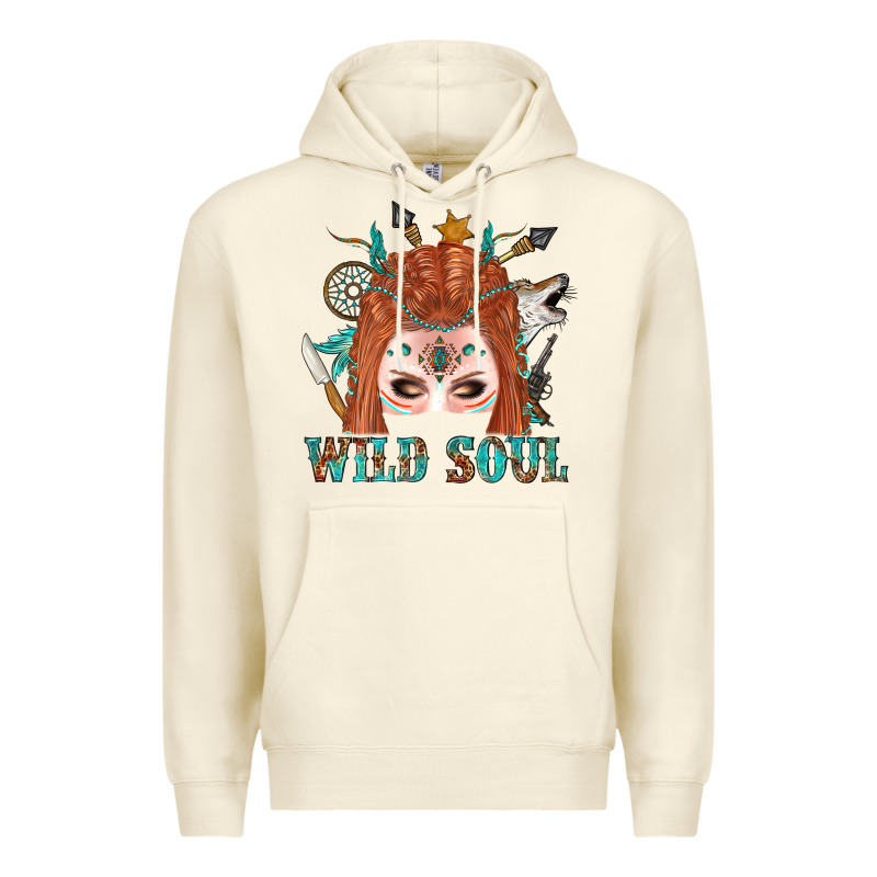 Western İndian Wild Soul With Braid Hair Woman Premium Hoodie by BundleAndBundleShop | Teevron