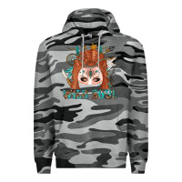Slate Camo Western İndian Wild Soul With Braid Hair Woman Premium Hoodie - BundleAndBundleShop
