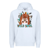 White Western İndian Wild Soul With Braid Hair Woman Premium Hoodie - BundleAndBundleShop