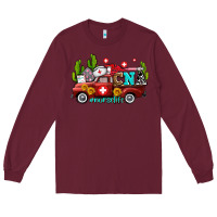 Burgundy cna nurse truck with cactus and sunflowers Long Sleeve Tee - AdoDesignShop