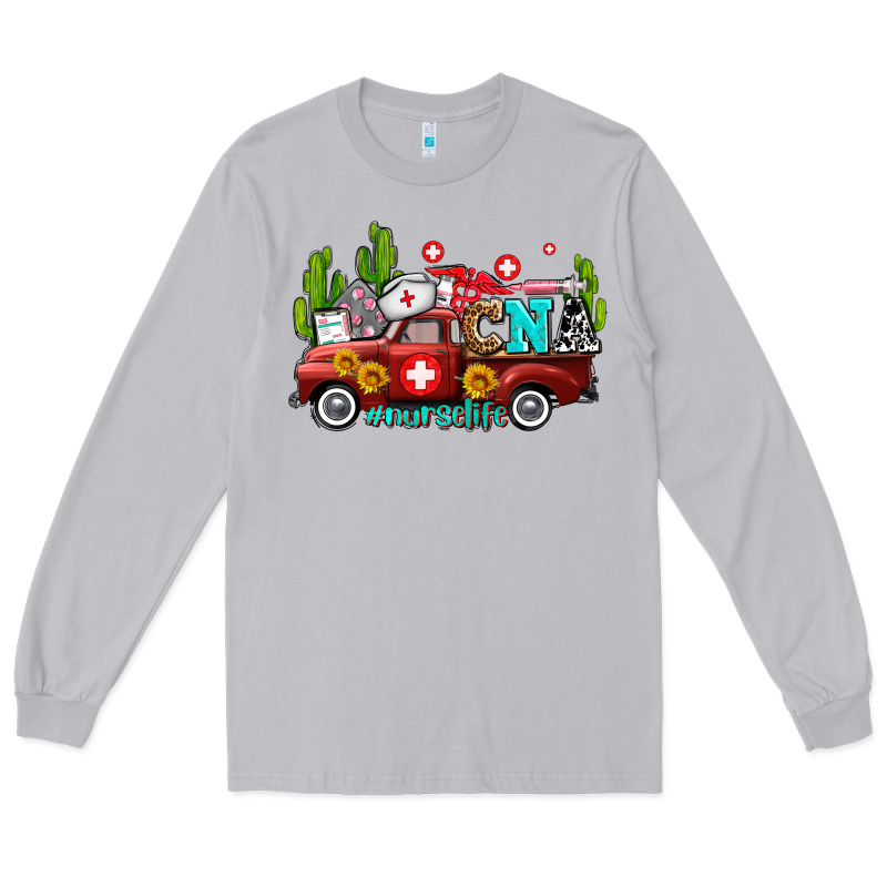 Cna Nurse Truck With Cactus And Sunflowers Long Sleeve Tee by AdoDesignShop | Teevron
