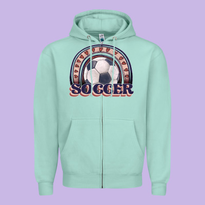 Soccer Rainbow Zipper Hoodie Designed By Jahusdesignshop