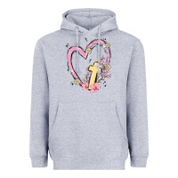 Heather Grey heart cross Heavyweight Hoodie - MaliasSmallBusiness