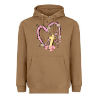 Toasted Coconut heart cross Heavyweight Hoodie - MaliasSmallBusiness