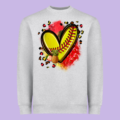 Fruits And Softball Heart Heavyweight Sweatshirt Designed By Zillion Design Studio
