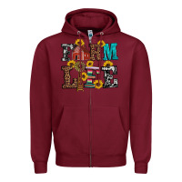 Burgundy western farm life Zipper Hoodie - Artiststas
