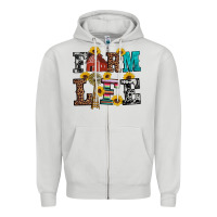 Dove Grey western farm life Zipper Hoodie - Artiststas