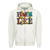 Oatmeal Heather western farm life Zipper Hoodie - Artiststas