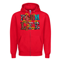 Red western farm life Zipper Hoodie - Artiststas