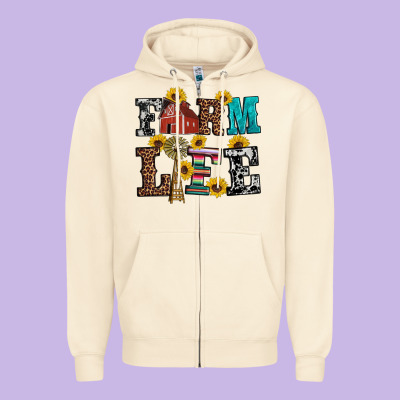 Western Farm Life Zipper Hoodie Designed By Artiststas