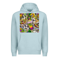 Blue Mist Mardi Gras coffee cups and donut with cowhide Premium Hoodie - BundleAndBundleShop