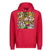 Cardinal Mardi Gras coffee cups and donut with cowhide Premium Hoodie - BundleAndBundleShop