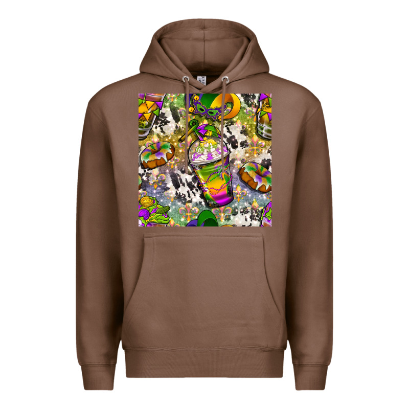 Mardi Gras Coffee Cups And Donut With Cowhide Premium Hoodie by BundleAndBundleShop | Teevron
