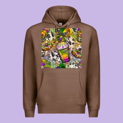 Mardi Gras Coffee Cups And Donut With Cowhide Premium Hoodie Designed By Bundleandbundleshop