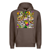 Coffee Mardi Gras coffee cups and donut with cowhide Premium Hoodie - BundleAndBundleShop