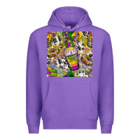 Purple Mardi Gras coffee cups and donut with cowhide Premium Hoodie - BundleAndBundleShop