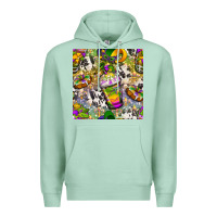 Seafoam Mardi Gras coffee cups and donut with cowhide Premium Hoodie - BundleAndBundleShop
