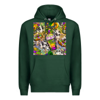 Sports Green Mardi Gras coffee cups and donut with cowhide Premium Hoodie - BundleAndBundleShop
