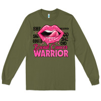 Army Green breast cancer warrior lips Long Sleeve Tee - JahusDesignShop