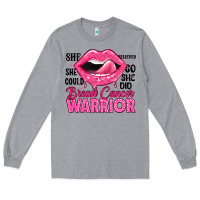 Heather Grey breast cancer warrior lips Long Sleeve Tee - JahusDesignShop