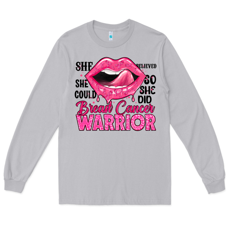 Breast Cancer Warrior Lips Long Sleeve Tee by JahusDesignShop | Teevron