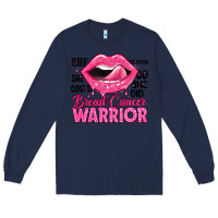 Navy breast cancer warrior lips Long Sleeve Tee - JahusDesignShop
