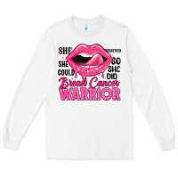 White breast cancer warrior lips Long Sleeve Tee - JahusDesignShop