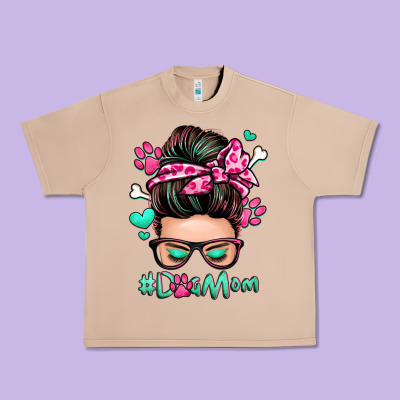 Dog Mom Messy Bun Urban Heavy Tee Designed By Zillion Design Studio