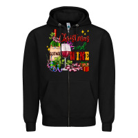 Black Christmas and wine Zipper Hoodie - AdoDesignShop