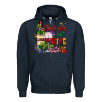 Navy Christmas and wine Zipper Hoodie - AdoDesignShop