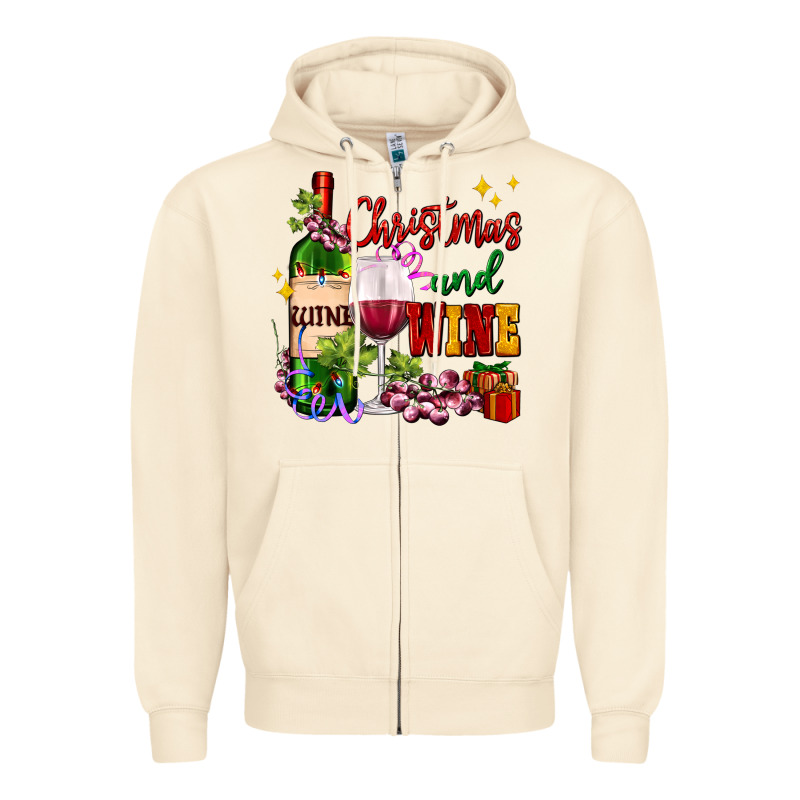 Christmas And Wine Zipper Hoodie by AdoDesignShop | Teevron