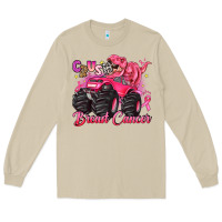 Mushroom crush breast cancer monster truck with dinosaur Long Sleeve Tee - JahusDesignShop