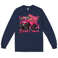 Navy crush breast cancer monster truck with dinosaur Long Sleeve Tee - JahusDesignShop